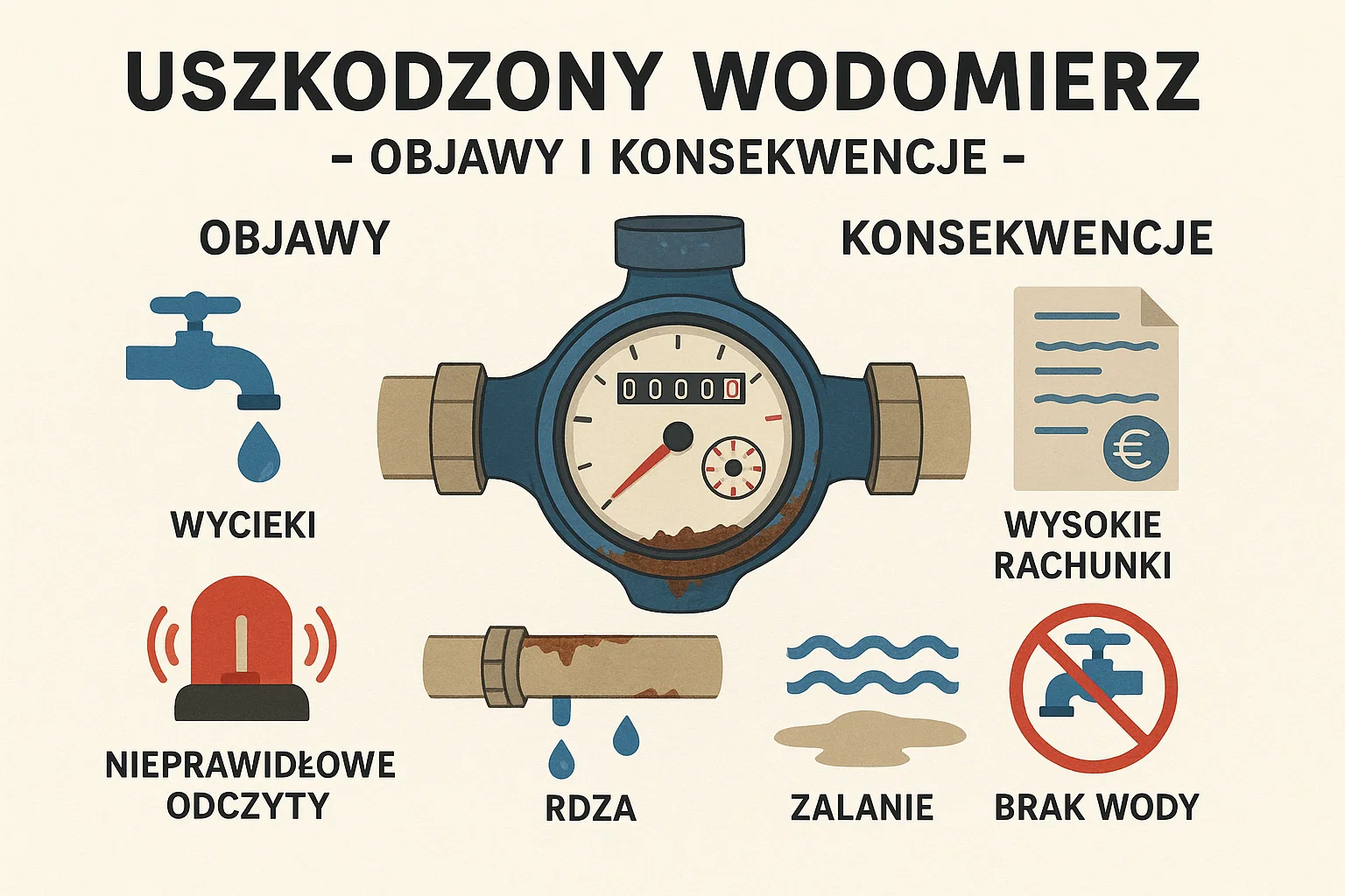 Uszkodzony wodomierz - objawy i koszty